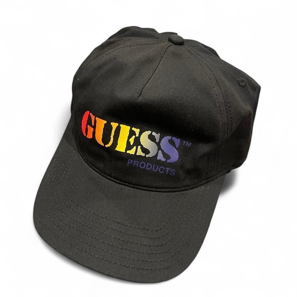 NWT Black Guess Cap with Multi-Coloured Logo - Picture 1 of 6